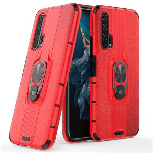 Alita Battle Angel Armor Metal Ring Grip Shockproof Dual Layer Rugged Hard Cover for Huawei Honor 20 Pro - Red