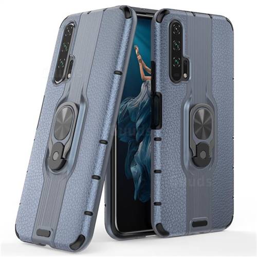 Alita Battle Angel Armor Metal Ring Grip Shockproof Dual Layer Rugged Hard Cover for Huawei Honor 20 Pro - Blue