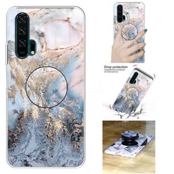 Golden Gray Marble Pop Stand Holder Varnish Phone Cover for Huawei Honor 20 Pro