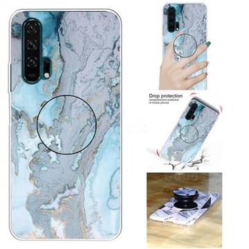 Silver Blue Marble Pop Stand Holder Varnish Phone Cover for Huawei Honor 20 Pro