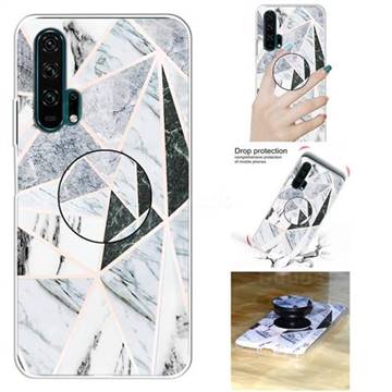 Triangle Marble Pop Stand Holder Varnish Phone Cover for Huawei Honor 20 Pro