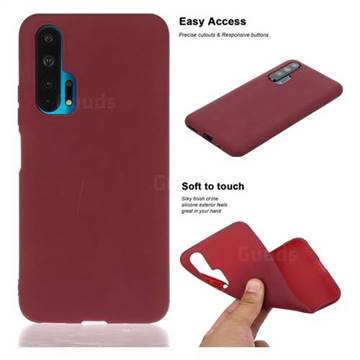 Soft Matte Silicone Phone Cover for Huawei Honor 20 Pro - Wine Red