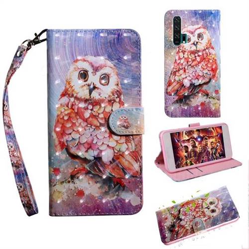 Colored Owl 3D Painted Leather Wallet Case for Huawei Honor 20 Pro