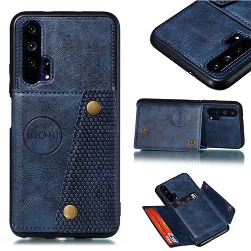 Retro Multifunction Card Slots Stand Leather Coated Phone Back Cover for Huawei Honor 20 Pro - Blue