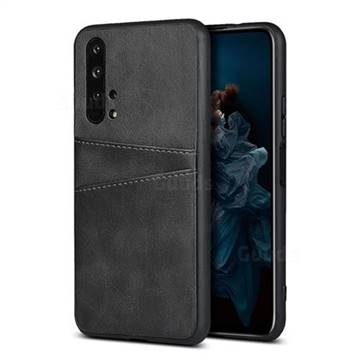 Simple Calf Card Slots Mobile Phone Back Cover for Huawei Honor 20 Pro - Black