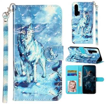 Snow Wolf 3D Leather Phone Holster Wallet Case for Huawei Honor 20 Pro