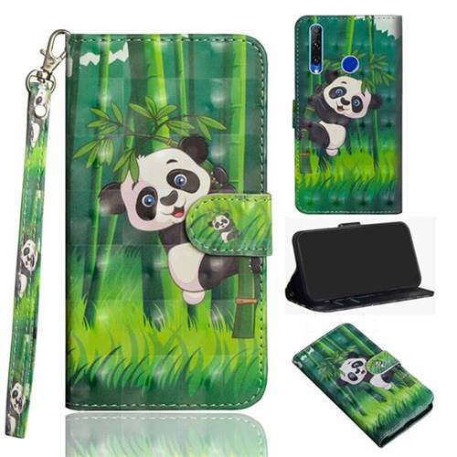 Climbing Bamboo Panda 3D Painted Leather Wallet Case for Huawei Honor 20i