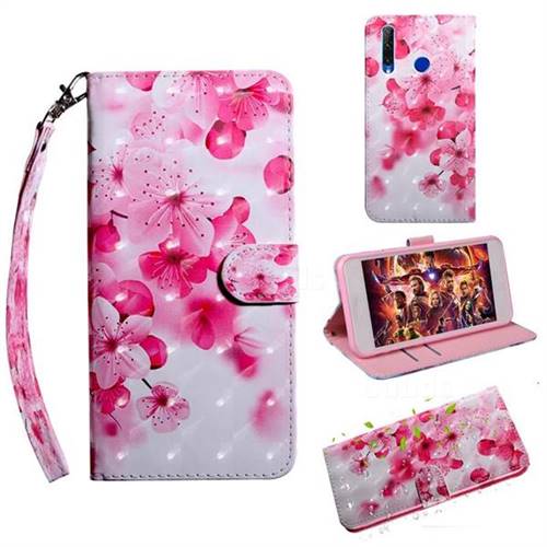 Peach Blossom 3D Painted Leather Wallet Case for Huawei Honor 20i
