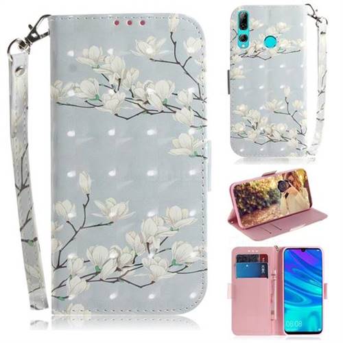 Magnolia Flower 3D Painted Leather Wallet Phone Case for Huawei Honor 20i