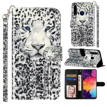 White Leopard 3D Leather Phone Holster Wallet Case for Huawei Honor 20i