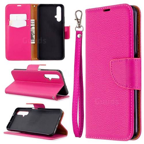 Classic Luxury Litchi Leather Phone Wallet Case for Huawei Honor 20s - Rose
