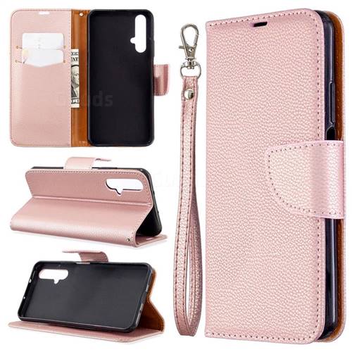 Classic Luxury Litchi Leather Phone Wallet Case for Huawei Honor 20s - Golden