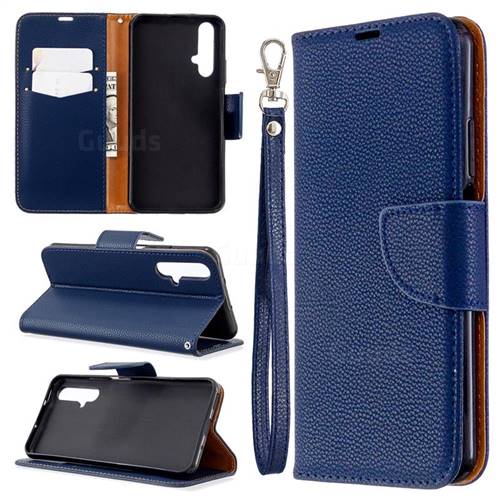 Classic Luxury Litchi Leather Phone Wallet Case for Huawei Honor 20s - Blue