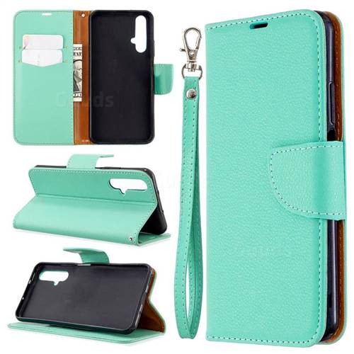 Classic Luxury Litchi Leather Phone Wallet Case for Huawei Honor 20s - Green