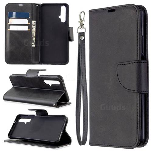 Classic Sheepskin PU Leather Phone Wallet Case for Huawei Honor 20s - Black