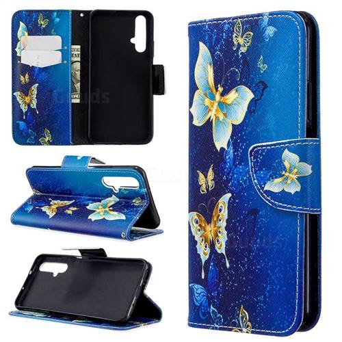 Golden Butterflies Leather Wallet Case for Huawei Honor 20s
