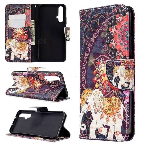 Totem Flower Elephant Leather Wallet Case for Huawei Honor 20s