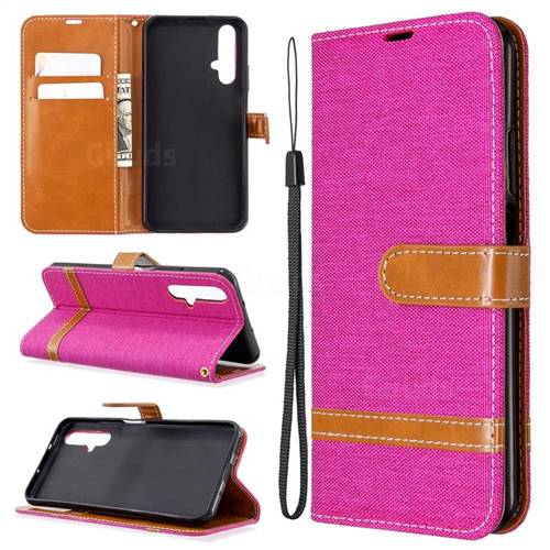 Jeans Cowboy Denim Leather Wallet Case for Huawei Honor 20s - Rose