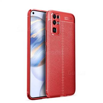 Luxury Auto Focus Litchi Texture Silicone TPU Back Cover for Huawei Honor 30 - Red