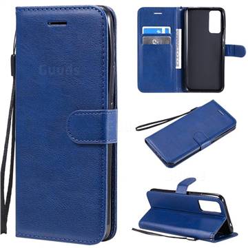 Retro Greek Classic Smooth PU Leather Wallet Phone Case for Huawei Honor 30 - Blue