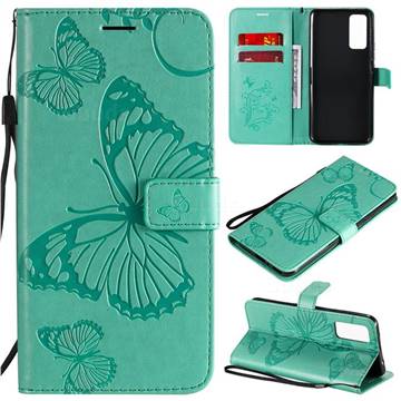 Embossing 3D Butterfly Leather Wallet Case for Huawei Honor 30 - Green