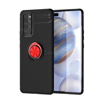 Auto Focus Invisible Ring Holder Soft Phone Case for Huawei Honor 30 Pro - Black Red