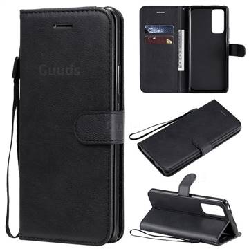 Retro Greek Classic Smooth PU Leather Wallet Phone Case for Huawei Honor 30 Pro - Black