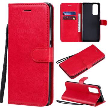 Retro Greek Classic Smooth PU Leather Wallet Phone Case for Huawei Honor 30 Pro - Red