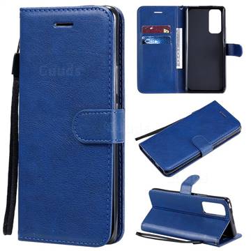 Retro Greek Classic Smooth PU Leather Wallet Phone Case for Huawei Honor 30 Pro - Blue