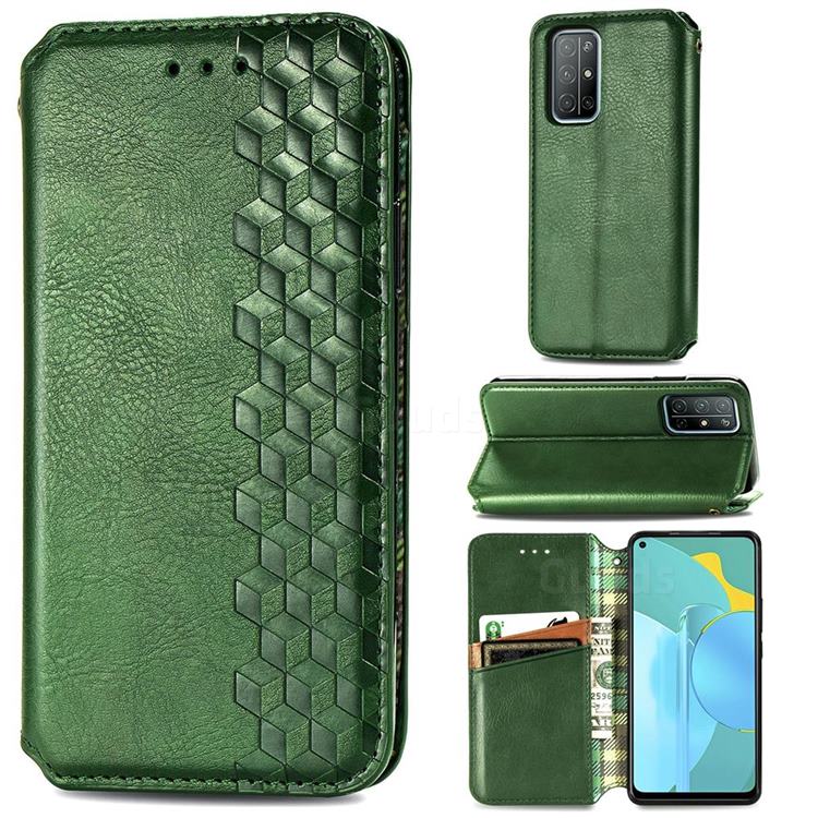 Ultra Slim Fashion Business Card Magnetic Automatic Suction Leather Flip Cover for Huawei Honor 30s - Green