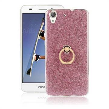 Luxury Soft TPU Glitter Back Ring Cover with 360 Rotate Finger Holder Buckle for Huawei Honor 5A - Pink