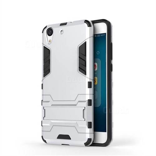 Armor Premium Tactical Grip Kickstand Shockproof Dual Layer Rugged Hard Cover for Huawei Honor 5A - Silver