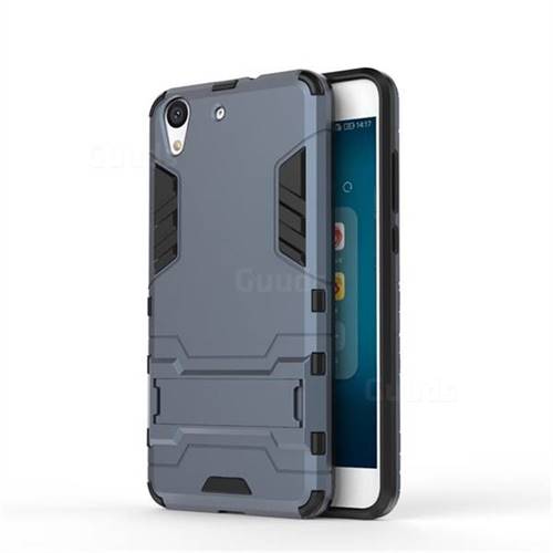 Armor Premium Tactical Grip Kickstand Shockproof Dual Layer Rugged Hard Cover for Huawei Honor 5A - Navy