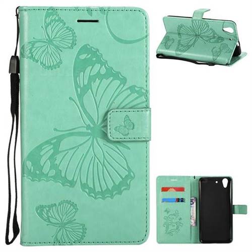 Embossing 3D Butterfly Leather Wallet Case for Huawei Honor 5A - Green