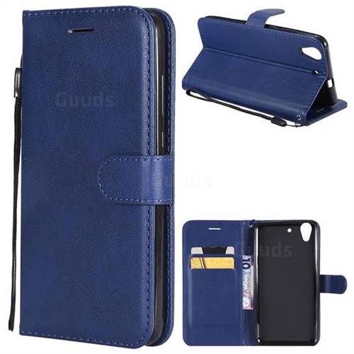 Retro Greek Classic Smooth PU Leather Wallet Phone Case for Huawei Honor 5A - Blue