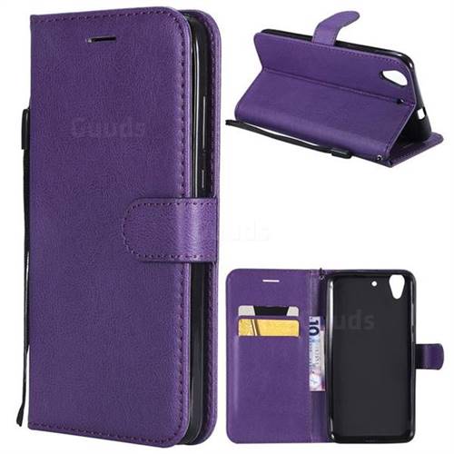 Retro Greek Classic Smooth PU Leather Wallet Phone Case for Huawei Honor 5A - Purple