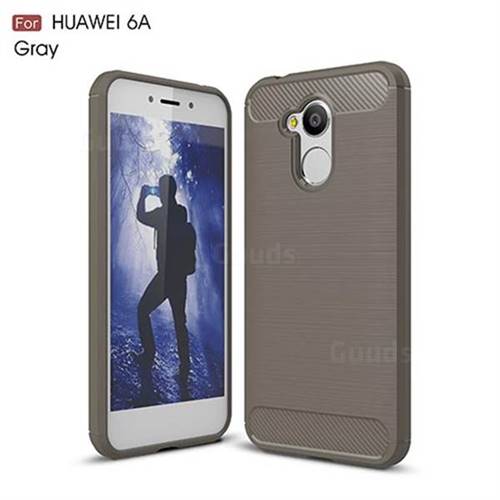 Luxury Carbon Fiber Brushed Wire Drawing Silicone TPU Back Cover for Huawei Honor 6A (Gray)