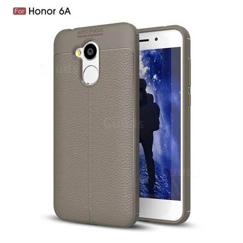 Luxury Auto Focus Litchi Texture Silicone TPU Back Cover for Huawei Honor 6A - Gray