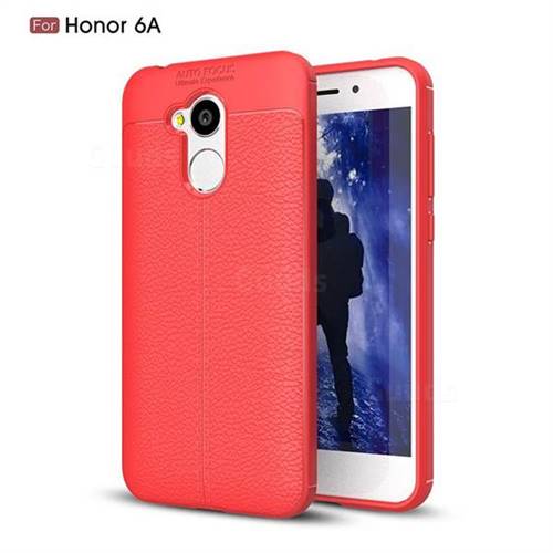 Luxury Auto Focus Litchi Texture Silicone TPU Back Cover for Huawei Honor 6A - Red