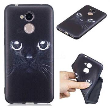 Bearded Feline 3D Embossed Relief Black TPU Cell Phone Back Cover for Huawei Honor 6A