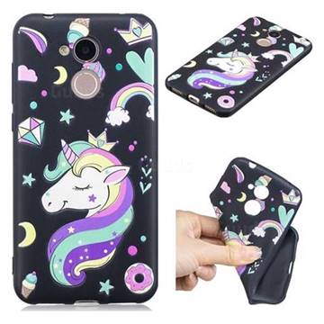 Candy Unicorn 3D Embossed Relief Black TPU Cell Phone Back Cover for Huawei Honor 6A