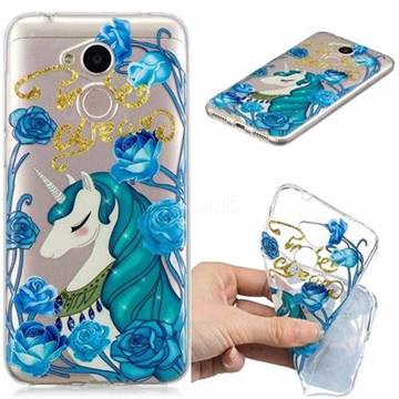Blue Flower Unicorn Clear Varnish Soft Phone Back Cover for Huawei Honor 6A