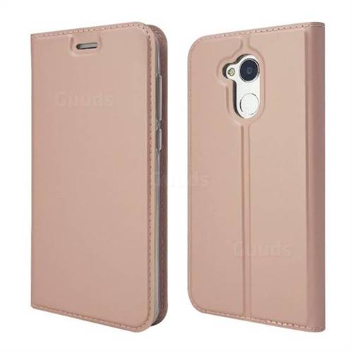 Ultra Slim Card Magnetic Automatic Suction Leather Wallet Case for Huawei Honor 6A - Rose Gold