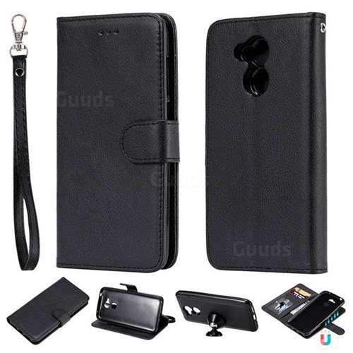 Retro Greek Detachable Magnetic PU Leather Wallet Phone Case for Huawei Honor 6A - Black