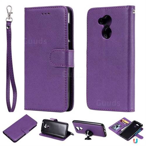 Retro Greek Detachable Magnetic PU Leather Wallet Phone Case for Huawei Honor 6A - Purple