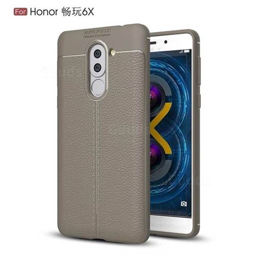 Luxury Auto Focus Litchi Texture Silicone TPU Back Cover for Huawei Honor 6X Mate9 Lite - Gray