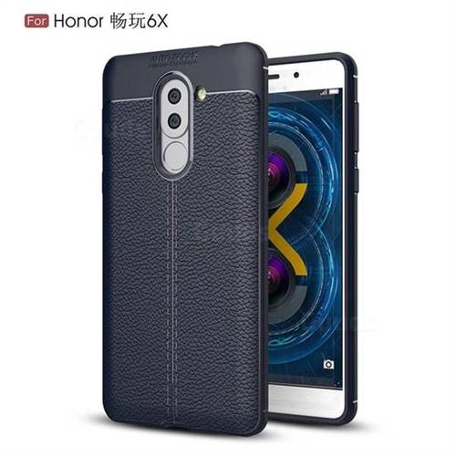 Luxury Auto Focus Litchi Texture Silicone TPU Back Cover for Huawei Honor 6X Mate9 Lite - Dark Blue