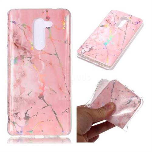 Powder Pink Marble Pattern Bright Color Laser Soft TPU Case for Huawei Honor 6X Mate9 Lite