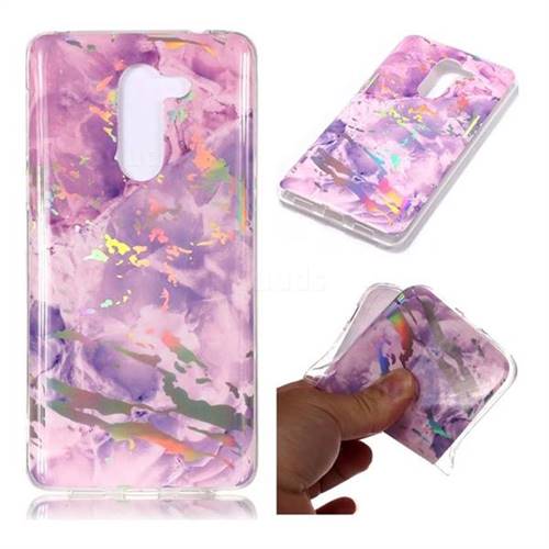 Purple Marble Pattern Bright Color Laser Soft TPU Case for Huawei Honor 6X Mate9 Lite