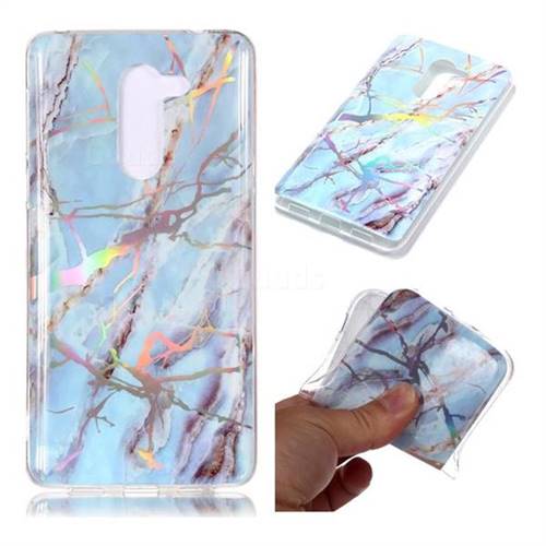 Light Blue Marble Pattern Bright Color Laser Soft TPU Case for Huawei Honor 6X Mate9 Lite